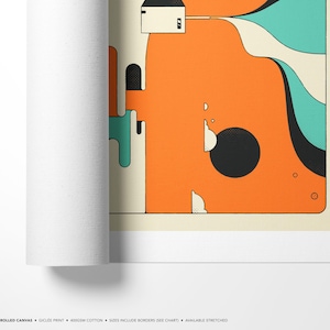 Peaceful Retro Minimalist Landscape Illustration (Giclée Fine Art Print) LIMBO Rolled Canvas