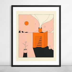SMALL HOUSE 2 (Giclée Fine Art Print on Paper or Canvas) Minimalist Fantasy Architecture (Framed or Unframed)