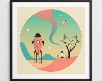 EXPLORER (Giclée Fine Art Print) Colorful Retro Sci-Fi Pop Art