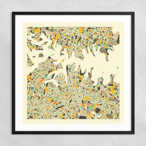 SYDNEY KARTE (Giclée Kunstdruck auf Papier oder Leinwand) Minimalistischer Stadtplan Straßen Karte von Jazzberry Blue (Gerahmt oder Ungerahmt) Serie 1
