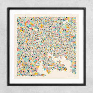 MAPA DE BALTIMORE (impresión artística Giclée sobre papel o lienzo) Mapa callejero de ciudad moderno de Jazzberry Blue (con o sin marco) Serie 2