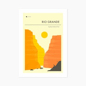 BIG BEND National Park Travel Poster (Giclée Fine Art Print) Rio Grande (8x10 12x16 16x20 18x24 24x32) Rolled, Stretched or Framed