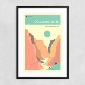 Parco nazionale del GRAND CANYON (stampa artistica giclée su carta o tela) Poster di viaggio sul fiume Colorado (incorniciato o senza cornice)