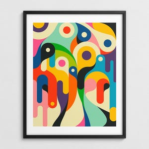 Colorful Geometric Abstract Wall Art, Psychedelic Decor (Giclée Fine Art Print) HOMEWARD