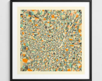 MUNICH MAP (Giclée Fine Art Print) Minimalist City Street Map (Series 1)