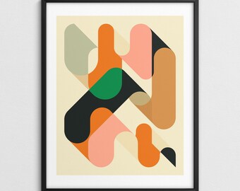 Geometric Abstract Wall Art, Mid-Century Modern Style (Giclée Fine Art Print) GEOMETRICS