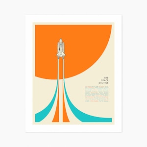 SPACE SHUTTLE (Giclée Fine Art Print) Minimalist NASA Pop Art (8x10 12x16 16x20 18x24 24x32 A1 A2 A3 A4) Rolled, Stretched or Framed