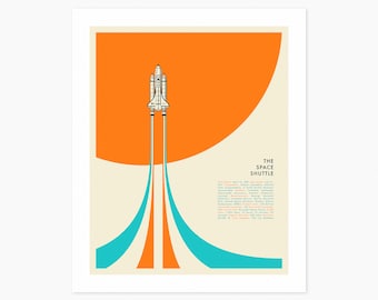 SPACE SHUTTLE (Giclée Fine Art Print) Minimalist NASA Pop Art (8x10 12x16 16x20 18x24 24x32 A1 A2 A3 A4) Rolled, Stretched or Framed