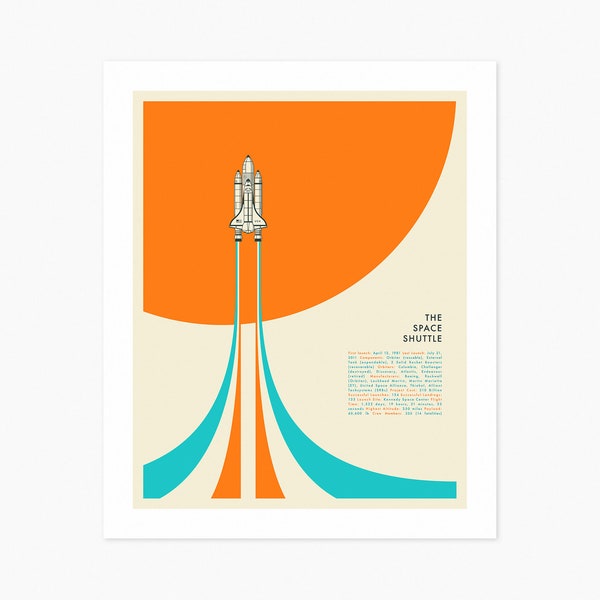 SPACE SHUTTLE (Giclée Fine Art Print) Minimalist NASA Pop Art (8x10 12x16 16x20 18x24 24x32 A1 A2 A3 A4) Rolled, Stretched or Framed