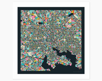 BALTIMORE City Street Map (Giclée Fine Art Print) (10x10 12x12 16x16 24x24 28x28 30x30) Rolled, Stretched or Framed (2024)