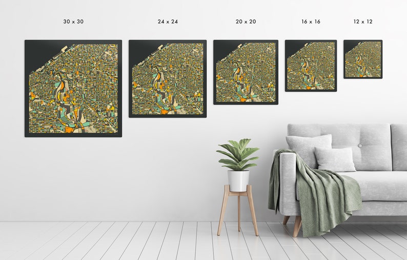 CLEVELAND MAP Ready To Hang Metal Print City Street Map by Jazzberry Blue image 6