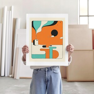 Peaceful Retro Minimalist Landscape Illustration (Giclée Fine Art Print) LIMBO image 4