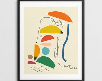 Colorful Mid-Century Minimalist Abstract Wall Art (Giclée Fine Art Print) EXPRESSION 6
