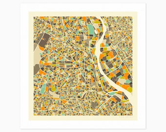 NEW DELHI (Giclée Fine Art Print) City Street Map (10x10 12x12 16x16 24x24 28x28 30x30) Rolled, Stretched or Framed