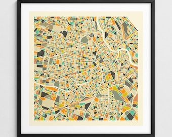 KAART WENEN (Giclée Fine Art Print) Minimalistische stadsstratenkaart (serie 1)