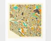 MELBOURNE MAP (Giclée Fine Art Print on Paper or Canvas) Minimalist City Street Map by Jazzberry Blue (Framed or Unframed) Series 1