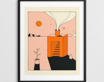 Minimalist Desert Dreamscape, Surreal Architecture (Giclée Fine Art Print) SMALL HOUSE