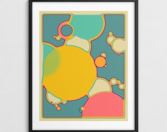 Färgglad geometrisk abstrakt väggkonst, modern inredning (Giclée Fine Art Print) REAKTION
