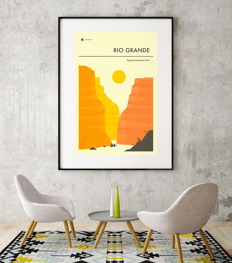 BIG BEND National Park Travel Poster Giclée Fine Art Print Rio Grande 8x10 12x16 16x20 18x24 24x32 Rolled, Stretched or Framed image 6