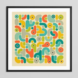 GEOMETRICS 10 (Stampa Fine Art Giclée su Carta o Tela) Arte murale astratta geometrica retrò di Jazzberry Blue (con o senza cornice)