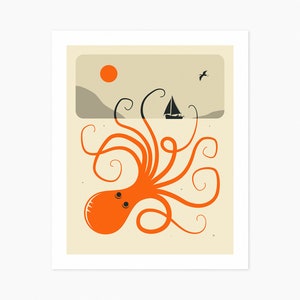 TENTACLES 2 (Giclée Fine Art Print) Octopus Pop Art (8x10 12x16 16x20 18x24 24x32 A1 A2 A3 A4) Rolled, Stretched or Framed