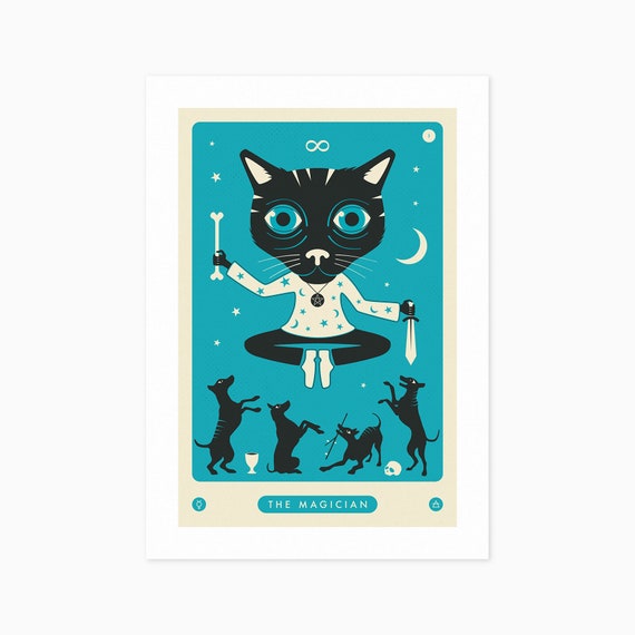 Gatto Di Carta Dei Tarocchi Il Mago Stampe Da Jazzberry Blue - 
