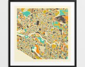 MELBOURNE MAP (Giclée Fine Art Print on Paper or Canvas) Minimalist City Street Map by Jazzberry Blue (Framed or Unframed) Series 1