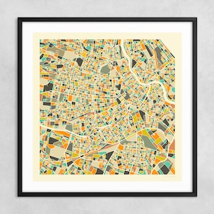 MAPA DE VIENA (impresión artística Giclée sobre papel o lienzo) Mapa de calles de ciudad minimalista de Jazzberry Blue (con o sin marco) Serie 1