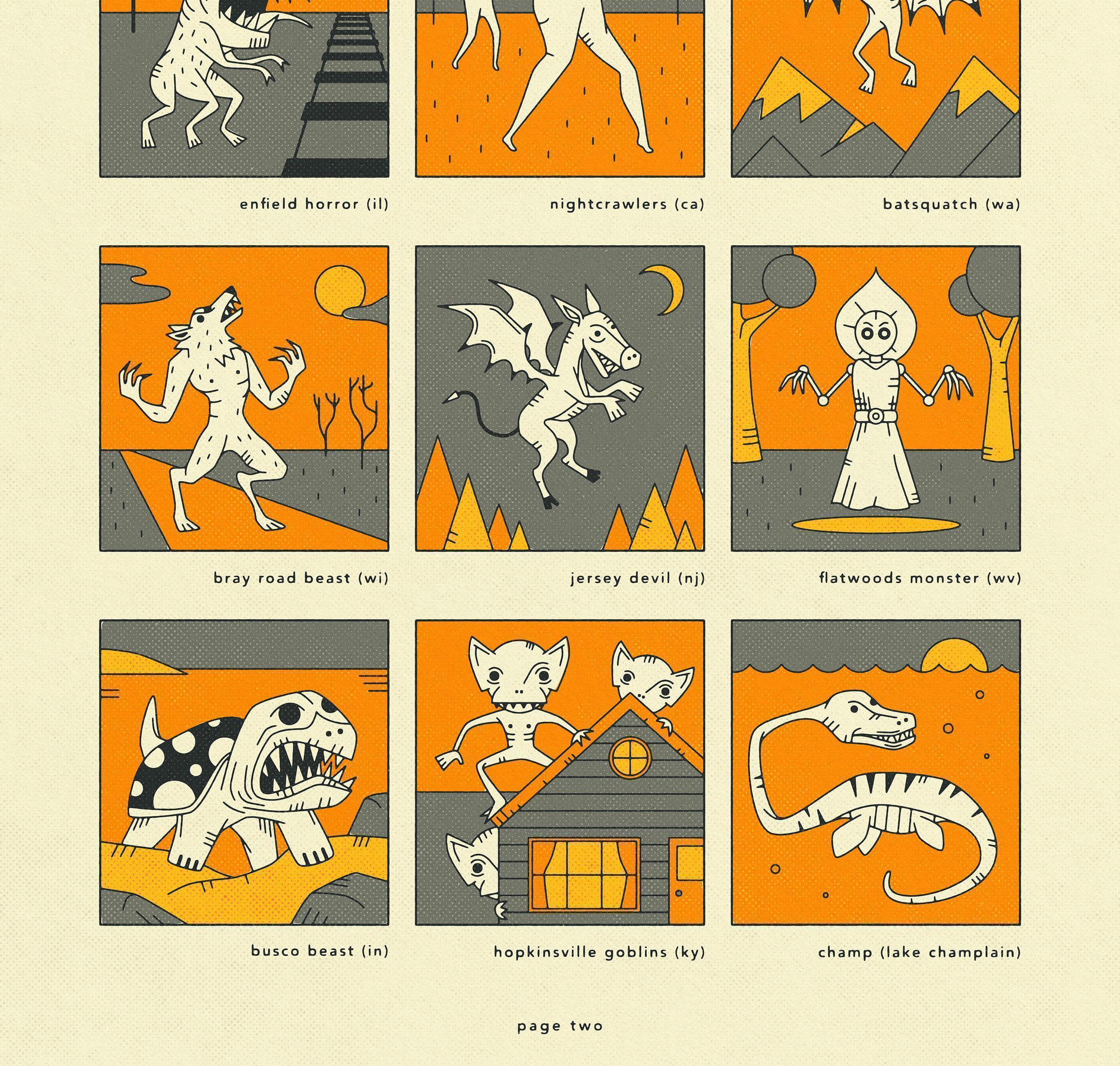 Cryptid Poster Computer AMERICAN CRYPTIDS, Cryptozoology Poster (giclée Fine Art Print) Page 2 ...
