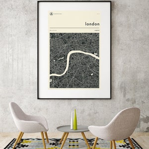 LONDON MAP Giclée Fine Art Print Minimalist City Street Map 8x10 12x16 16x20 18x24 24x32 A1 A2 A3 A4 Rolled, Stretched or Framed image 5