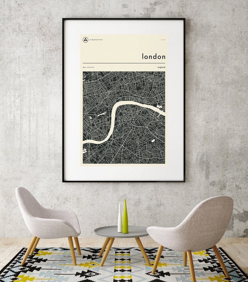 LONDON MAP Giclée Fine Art Print Minimalist City Street Map 8x10 12x16 16x20 18x24 24x32 A1 A2 A3 A4 Rolled, Stretched or Framed image 5