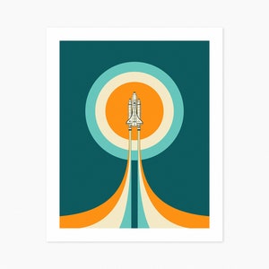 UPWARD (Giclée Fine Art Print) Minimalist NASA Space Shuttle Pop Art (8x10 12x16 16x20 18x24 24x32 A1 A2 A3 A4) Rolled, Stretched or Framed