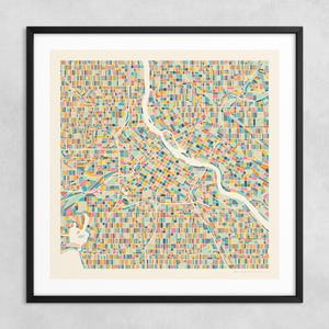 MAPA DE MINEÁPOLIS (impresión artística Giclée sobre papel o lienzo) Mapa callejero moderno de la ciudad (con o sin marco) Serie 2