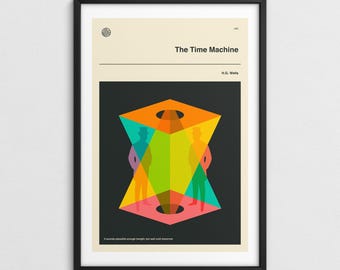 THE TIME MACHINE, Minimalist Sci-fi Book Cover Wall Art (giclée