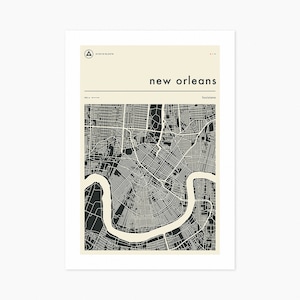 NEW ORLEANS MAP Giclée Fine Art Print Minimalist City Street Map 8x10 12x16 16x20 18x24 24x32 A1 A2 A3 A4 Rolled, Stretched or Framed image 1