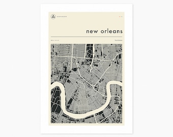 NEW ORLEANS MAP (Giclée Fine Art Print) Minimalist City Street Map (8x10 12x16 16x20 18x24 24x32 A1 A2 A3 A4) Rolled, Stretched or Framed