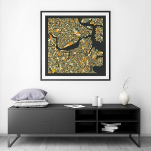 BOSTON Giclée Fine Art Print City Street Map 10x10 12x12 16x16 24x24 28x28 30x30 Rolled, Stretched or Framed image 4