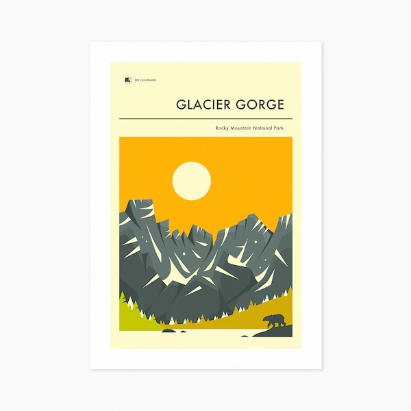 ROCKY MOUNTAIN National Park Travel Poster (Giclée Fine Art Print) Glacier Gorge (8x10 12x16 16x20 18x24 24x32) Rolled, Stretched or Framed