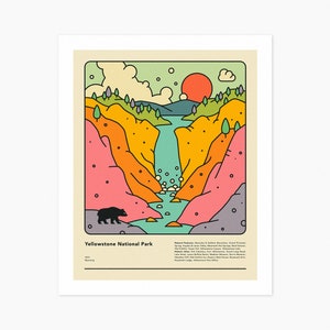 YELLOWSTONE NATIONAL PARK (Giclée Fine Art Print) Yosemite Valley Travel Poster (8x10 12x16 16x20 18x24 24x32) Rolled, Stretched or Framed