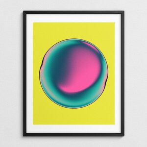 Vibrant Abstract Gradient Orb, Retro-Futuristic Wall Art (Giclée Fine Art Print) COSMIC