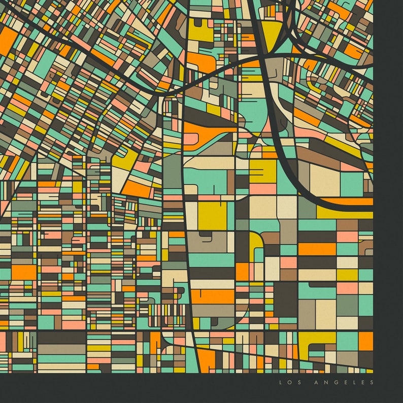 LOS ANGELES City Street Map giclée Fine Art Prints & Rolled Etsy