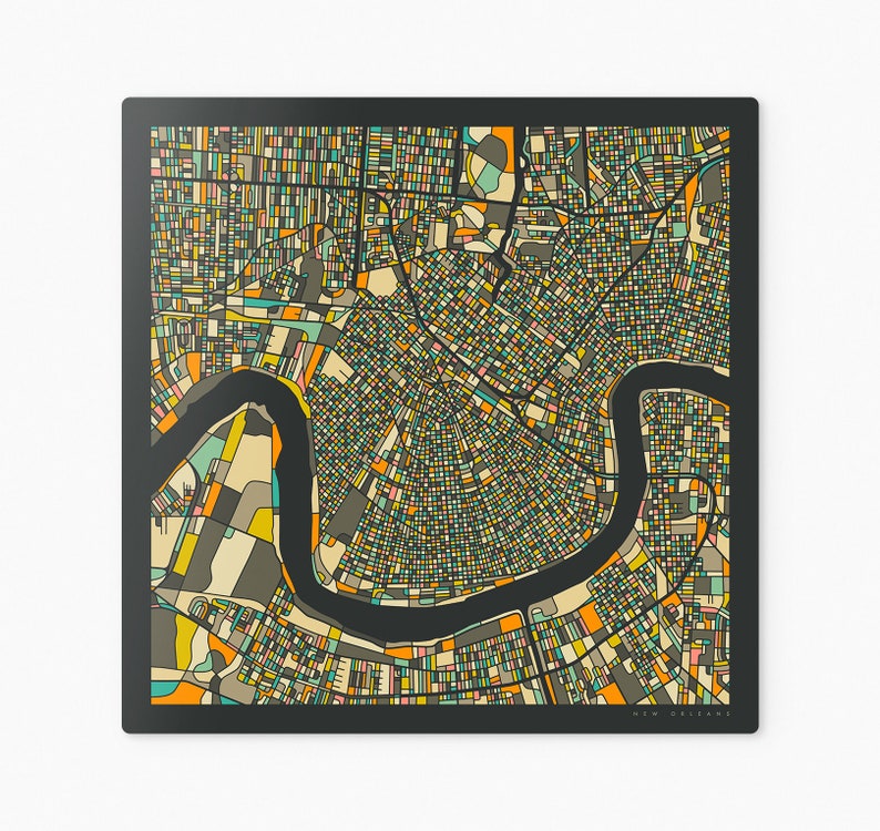NEW ORLEANS MAP Ready To Hang Metal Print City Street Map by Jazzberry Blue image 7