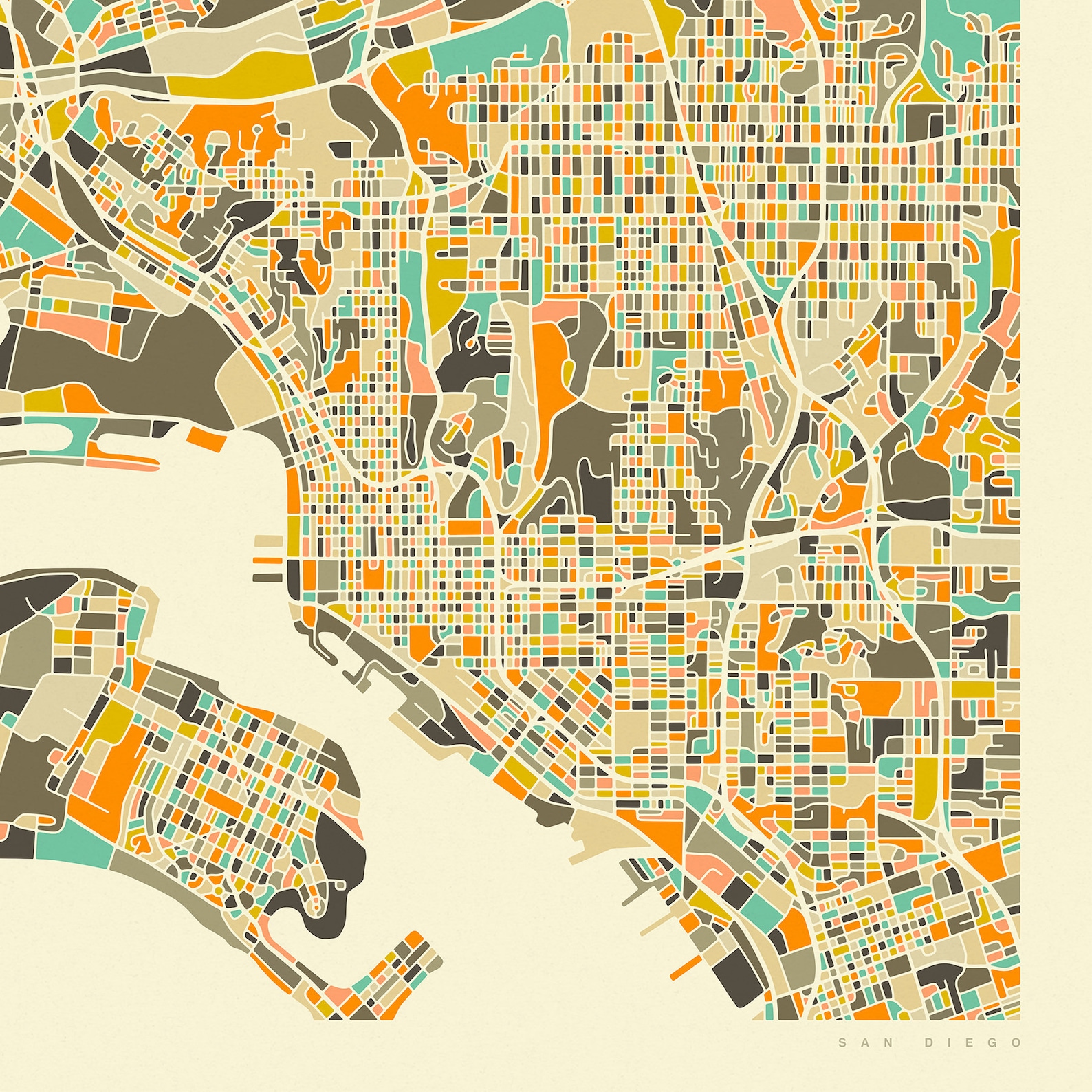 SAN DIEGO City Street Map giclée Fine Art Prints & Rolled Etsy