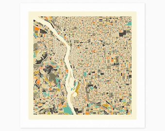 PORTLAND (Giclée Fine Art Print) City Street Map (10x10 12x12 16x16 24x24 28x28 30x30) Rolled, Stretched or Framed