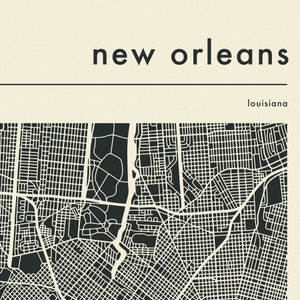 NEW ORLEANS MAP Giclée Fine Art Print Minimalist City Street Map 8x10 12x16 16x20 18x24 24x32 A1 A2 A3 A4 Rolled, Stretched or Framed image 4