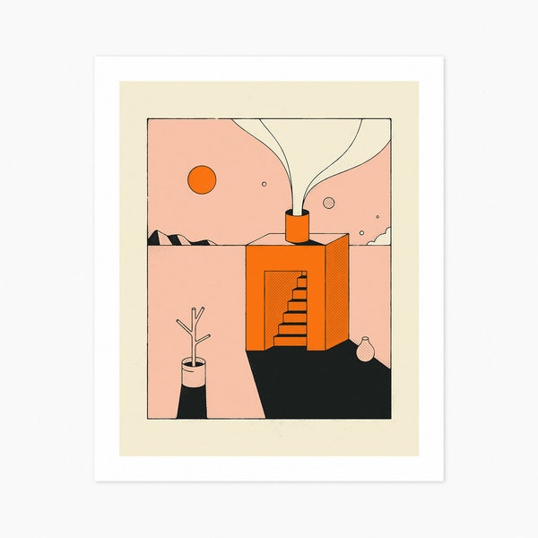 SMALL HOUSE 2 (Giclée Fine Art Print) Surreal Minimalist Architecture (8x10 12x16 16x20 18x24 24x32 A1 A2 A3 A4) Rolled, Stretched or Framed