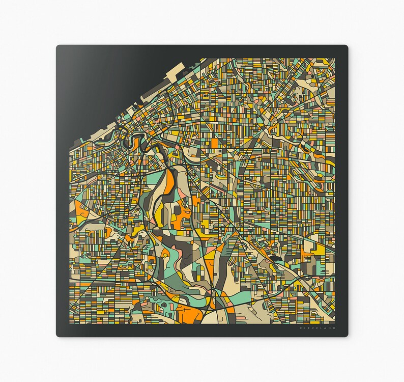 CLEVELAND MAP Ready To Hang Metal Print City Street Map by Jazzberry Blue image 9