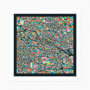 BERLIN City Street Map (Giclée Fine Art Print) (10x10 12x12 16x16 24x24 28x28 30x30) Rolled, Stretched or Framed (2024)