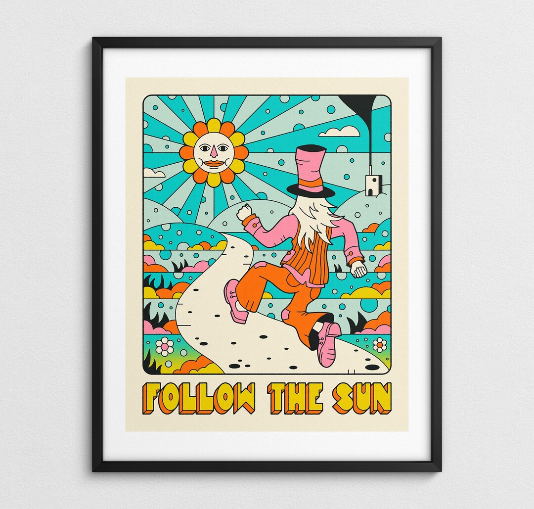 Colorful Psychedelic Pop Art Poster (giclée Fine Art Print) FOLLOW