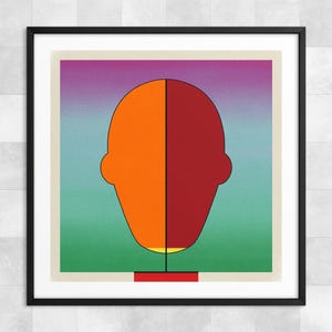 HEADSPACE (stampa fine art giclée su carta o tela) Illustrazione astratta retrò minimalista di Jazzberry Blue (con o senza cornice)
